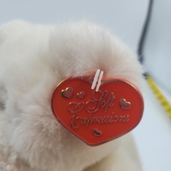 Valentine Teddy Bear Stuffed Animal Plush White Hearts Loft‎ Expressions - Picture 3 of 4